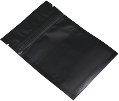 FERENLI 100Pcs Zipper Lock Self Seal Flat Pouch for Zip Aluminum Foil Lock Package Bag Coffee Food Storage Resealable Mylar Bags Heat Sealable Candy Reclosable Bags (8x12cm (3.1x4.7 inch), Black)