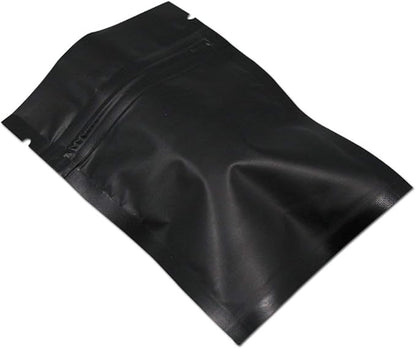 FERENLI 100Pcs Zipper Lock Self Seal Flat Pouch for Zip Aluminum Foil Lock Package Bag Coffee Food Storage Resealable Mylar Bags Heat Sealable Candy Reclosable Bags (8x12cm (3.1x4.7 inch), Black)