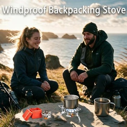 3800W Camping Backpacking Stove with Piezo Ignition, Fuel Canister Adapters