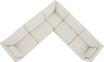 CHITA Oversized Corner Modular Sectional Fabric Sofa Set, FSC Certified Extra Large 5 seat V Shaped Corner Sectional Cloud Couch for Living Room, 106 inch Width,4 Seat and 1 Middle Corner, Linen
