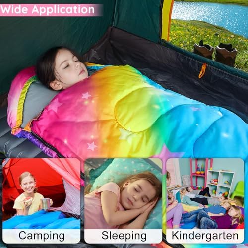FIOBEE Kids Sleeping Bag 3 Season Camping Sleeping Bags for Girls Toddler