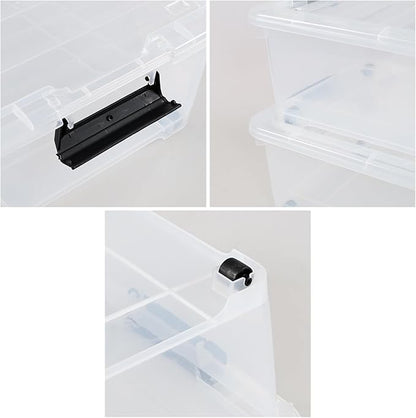 4 Packs 20 Quart Plastic Under Bed Storage Container with Lids and Wheels, Stackable and Nestable Organizer Bins, Flat Storage Box