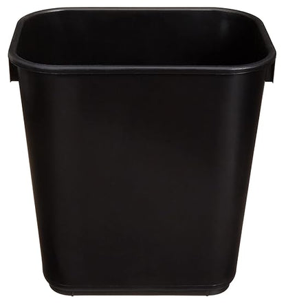Amazon Basics Small Trash Can, Rectangular Commercial Office Wastebasket, 3 Gallon (Pack Of 2), Black (Previously AmazonCommercial brand)