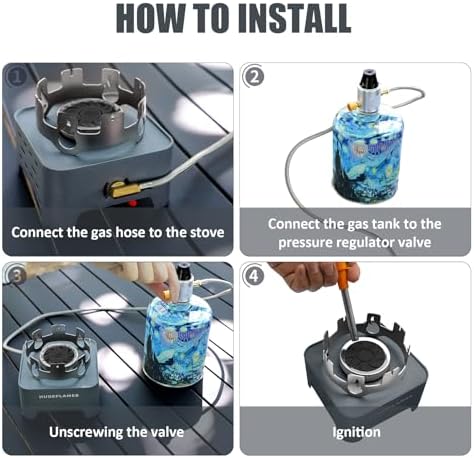 Propane Camping Stove with Carrying Case & Ignition Portable Gas Stove for Outdoor Camping BBQ Hiking