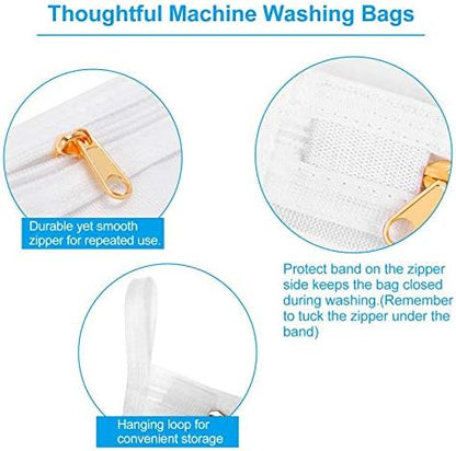 GOGOODA Delicates Laundry Bags, Fine Mesh Wash Bag for Lingerie, Underwear, Bra, Silk, Socks with Hanging Loop