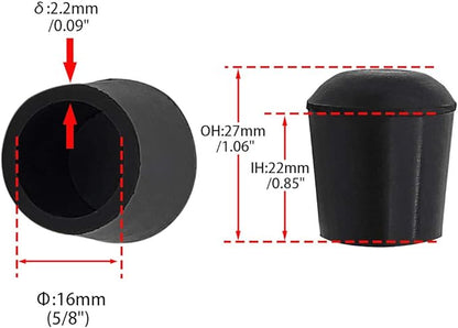 Flyshop Furniture Table Covers Non-Slip Durable Rubber Leg Tips Chair Leg Caps Floor Protector Round Black 4PCS Size 16mm, 5/8"