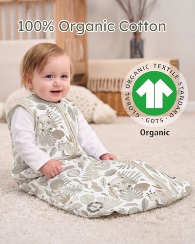 Yoofoss Baby Sleep Sack 12-18 Month 1.5TOG 100% Organic Cotton 2-Way Zipper
