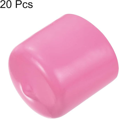 uxcell 20pcs Rubber End Caps 25mm(1 inch) ID Vinyl PVC Round Tube Bolt Cap Cover Screw Thread Protectors Pink