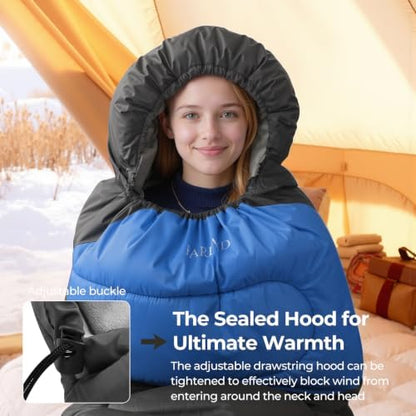 FARLAND Sleeping Bags for Adults Cold Weather & Camping, Fleece-Lined