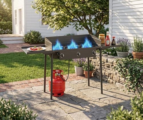 3 Burner Propane Camp Stove | 225,000 BTU | High Pressure Gas Burners