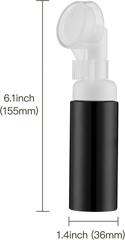 2 OZ Foam Bottle with Brush, Empty Foaming Dispensers to Travel for Soap, Shampoo (3pcs, Black)