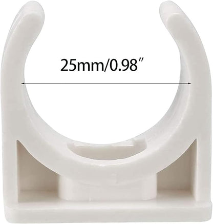BVO 100 Pcs U-Shaped PVC Water 25mm Pipe Clamps, White, Suitable for 25mm/1inch Pipes, High Strength, Long Service Life