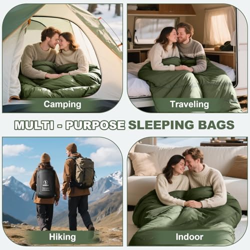 0 Degree Cotton Flannel Double Sleeping Bag for Adults
