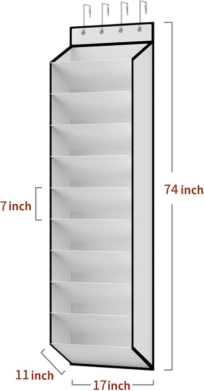 KEEPJOY 10 Tiers White Over Door Shoe Organizer Storage, Hanging Shoe Holder for Door with Large Deep Pockets, Fit 20-30 Pairs Shoe Rack for Sneakers, Boots. (White)