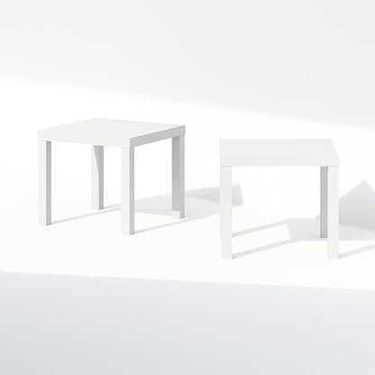 Furinno Classic Coffee Table Set of 2, Square Modern Coffee Table
