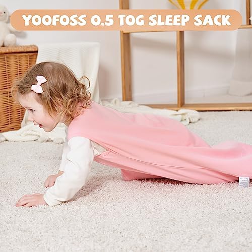 Yoofoss Baby Sleep Sack 6-12 Month 0.5TOG 100% Organic Cotton 2-Way Zipper
