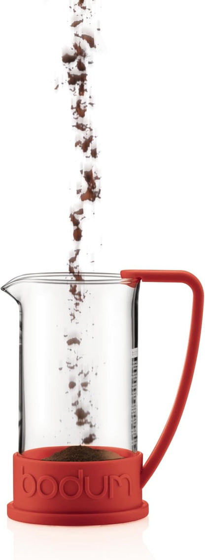 Bodum 34oz Brazil French Press Coffee Maker, High-Heat Borosilicate Glass, Red - Made in Portugal