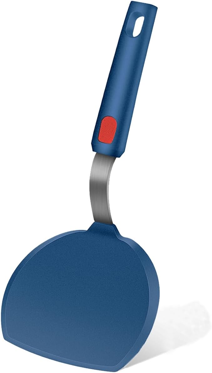 Silicone Spatula, Heat Resistant Kitchen Utensils for Non-Stick Cookware, Wide Slotted Pancake Spatulas Turner with Seamless Thin Edges for Egg, Omelette, Fish Slice (Half-Round Spatula)