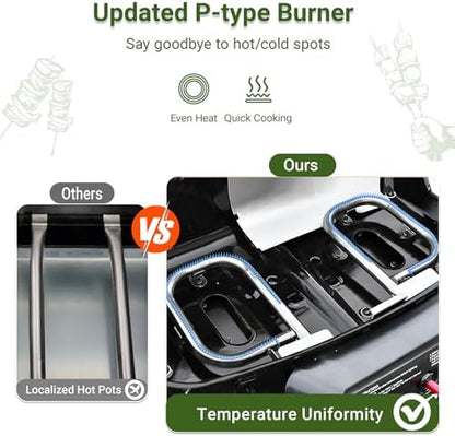 Brand-Man Portable Grill Camping, 2-in-1 Propane Gas Grill & Griddle