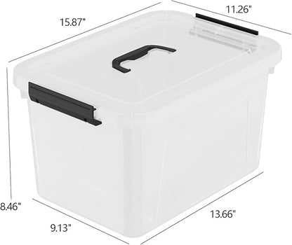 18 L Clear Latch Storage Bins with Handle, 4 Pack Plastic Storage Box with Lids
