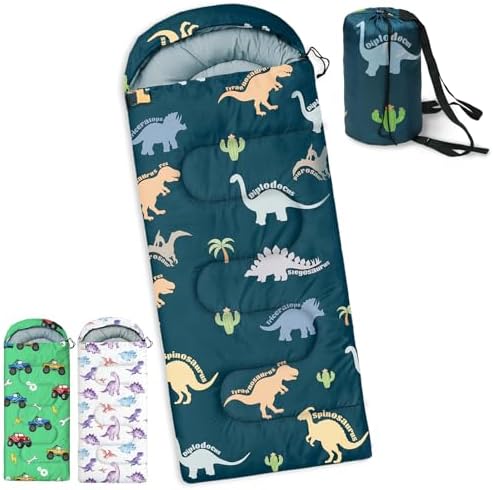 Kids Sleeping Bags - Camping Sleeping Bags with Carry Bag - Compact Sleeping Bag for Hiking, Backpacking 3 Season Warm & Cool Weather, Lightweight Waterproof Outdoor Travel for Boys Girls