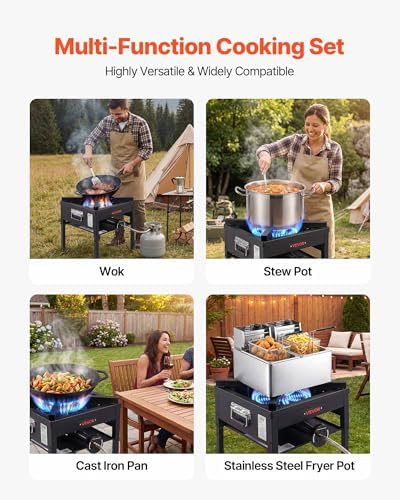VEVOR Outdoor Propane Gas Stove, Propane LPG Gas Camping Stove,