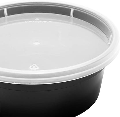 Karat [8oz - 240 ct Black PP Injection Molded Round Deli Containers with Lids (FP-IMDC8-PPB)