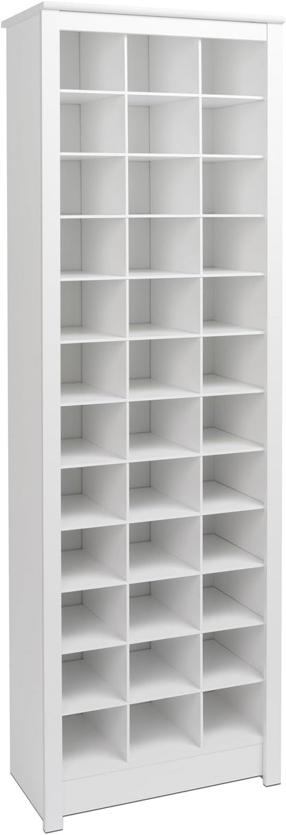Prepac White Tall Storage Cabinet, Shoe Cabinet, Entryway Furniture with 36 Shoe Cubbies 13"D x 23.5" W x 72.5" H