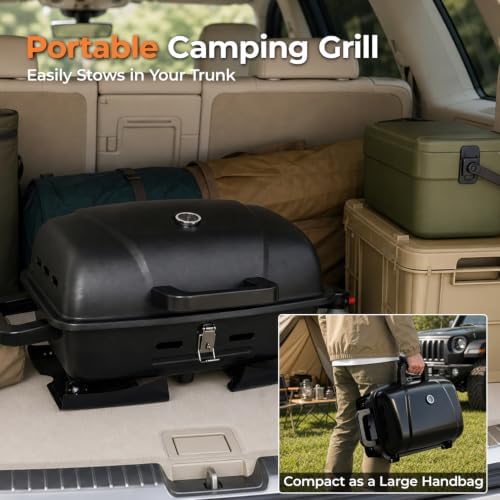 Brand-Man Portable Propane Gas Grill 1 Burner 10,000 BTU 240 sq.in.