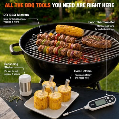 BBQ Accessories, 32 Pcs Grilling Accessories, Grill Gifts for Men Dad Fathers Day, 16In Heavy Duty Stainless Steel Grill Tools, Grill Utensils Kit for Outdoor Grill with Case, Thermometer