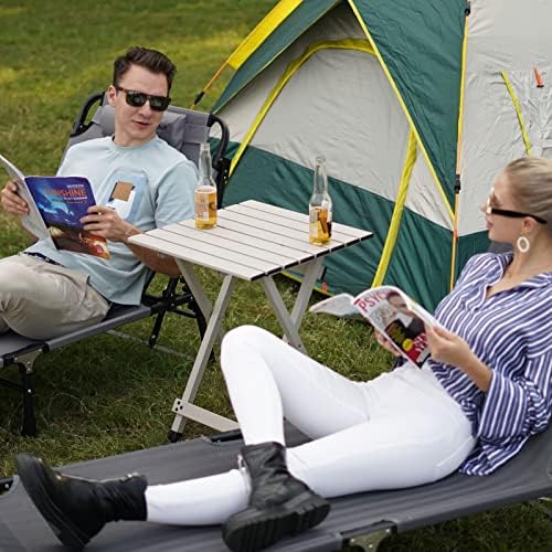SUNNYFEEL Folding Camping Table - Lightweight Aluminum Portable Picnic Table for Cooking, Beach, Hiking, Travel, Fishing, BBQ, Indoor Outdoor Small Foldable Camp Tables