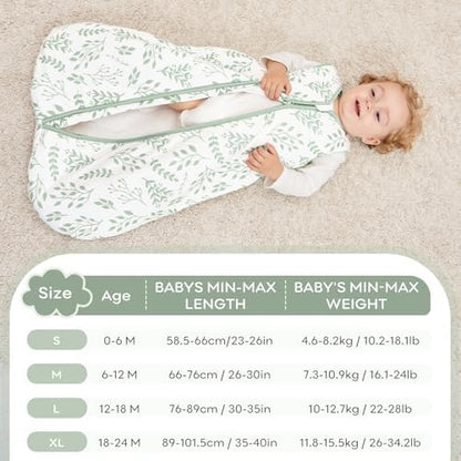 Yoofoss Baby Sleep Sack 6-12 Months Organic Cotton TOG 2.5 2-Way Zipper