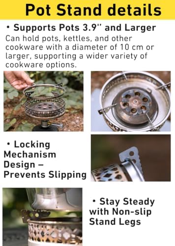 CAMPINGMOON Canister Top Stove 4200W Isobutane Pot Stand OD-4/OD-4-ST (Stove Set + Canister Stand)