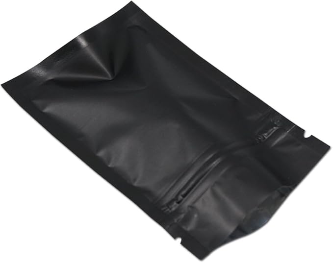 FERENLI 100Pcs Zipper Lock Self Seal Flat Pouch for Zip Aluminum Foil Lock Package Bag Coffee Food Storage Resealable Mylar Bags Heat Sealable Candy Reclosable Bags (8x12cm (3.1x4.7 inch), Black)