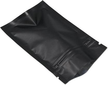 FERENLI 100Pcs Zipper Lock Self Seal Flat Pouch for Zip Aluminum Foil Lock Package Bag Coffee Food Storage Resealable Mylar Bags Heat Sealable Candy Reclosable Bags (8x12cm (3.1x4.7 inch), Black)