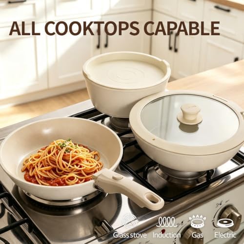 BECIGAR 24PCS Ceramic Pots and Pans Set