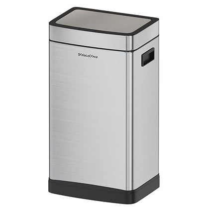 8 Gallon Stainless Steel Garbage Can with Removable Inner Bucket,30L Kitchen Trash Can with Press Top Lid(Brushed Gray)