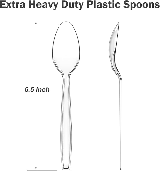 360 Count Clear Plastic Spoons Disposable, BPA-Free, Heat Resistant, Solid and Durable Disposable Spoons Heavy Duty Bulk, Premium Spoons plastic disposable for Party Supply