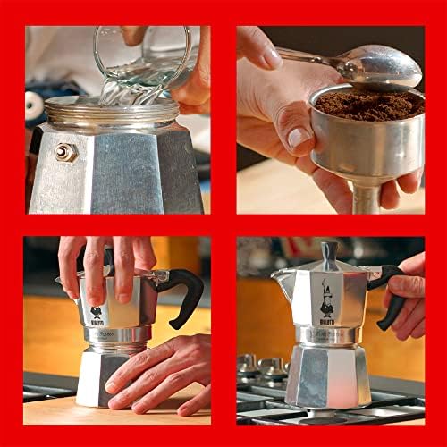 Bialetti Moka Express Iconic Italian Stovetop Espresso Maker (Natural Silver, 6 Cups)