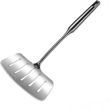 GREATLINK 304 Stainless Steel Fish Spatula,Wide Slotted Turner Steak Spatula With Heat Resistant Long Handle,Professional Kitchen Slotted Cooking Turner for Cooking or Baking