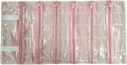Travel Jewelry Roll Bag Portable Organizer Pouch With Grids&PVC Cover Storage Bags for Necklace, Bracelet, Bracelet,Ring, Badge, Pendant