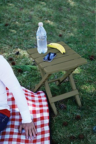 Camco Adirondack Portable Outdoor Camping Small Weatherproof Rustproof Durable Plastic Folding Side Table for Indoor and Outdoor Use, Sage