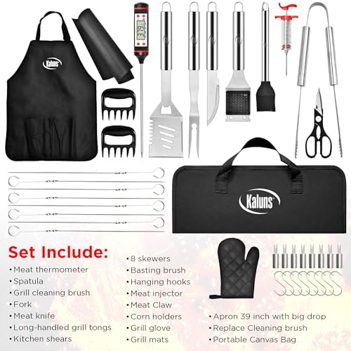 Kaluns BBQ Accessories, Complete Grill Set Grilling Gifts, 40 Pcs Premium Heavy Duty Stainless Steel Barbecue Grill Accessories for Outdoor Grill, Gifts for Dad