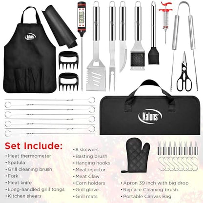 Kaluns BBQ Accessories, Complete Grill Set Grilling Gifts, 40 Pcs Premium Heavy Duty Stainless Steel Barbecue Grill Accessories for Outdoor Grill, Gifts for Dad