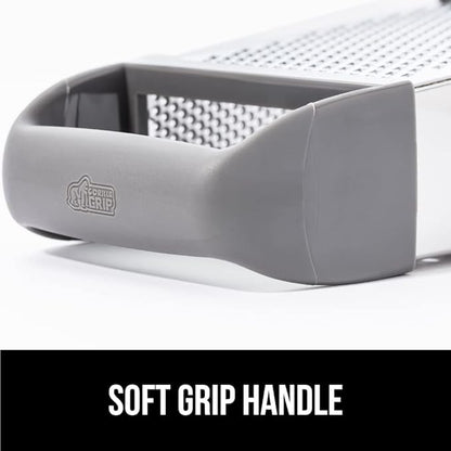 GORILLA GRIP 4-Sided 100% BPA-Free Cheese Grater With Container, Stainless Steel XL Box Graters, Parmesan Shredder, Grate Cheeses, Shred Veggies, Slip Resistant Handle, Dishwasher Safe Zester, Gray