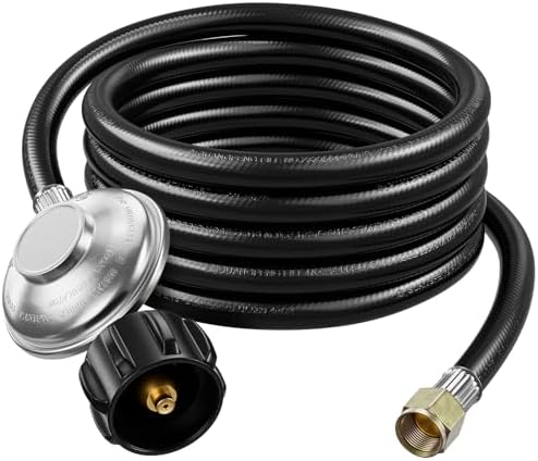 Rushare12FT Propane Hose with Regulator, QCC1 x 3/8" Female Flare Fitting