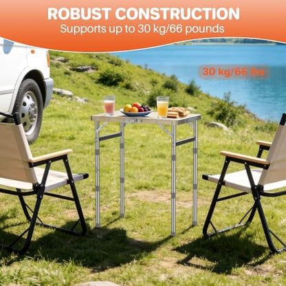 FUNYKICH Waterproof Folding Camping Table, 3 Height Adjustable Max 27.5''