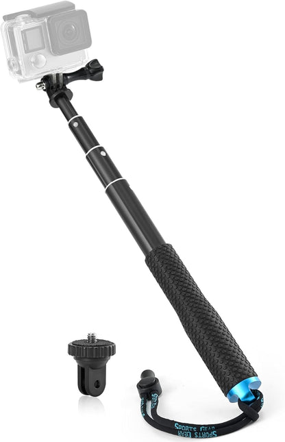 28” Extension Selfie Stick Compact Handle Grip Adjustable Pole Waterproof Monopod Accessories Compatible with GoPro Hero 13 12 11 10 9 8 7 6 Insta360 AKASO DJI Osmo Action Camera and More
