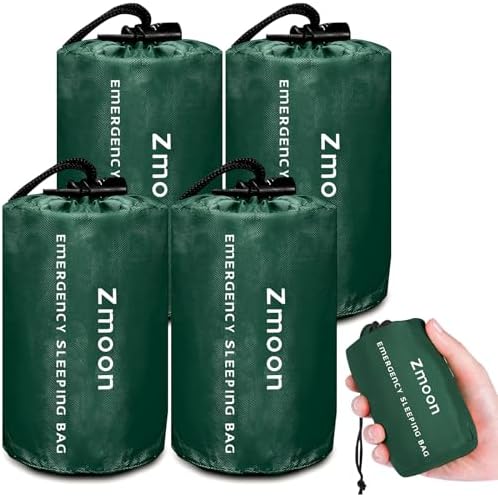 Zmoon Emergency Sleeping Bag Survival Bag, Portable Waterproof Thermal Bivy Sacks,Bivvy Bags,Camping Mylar Sleeping Bag Survival Gear Emergency Blankets Survival Shelter