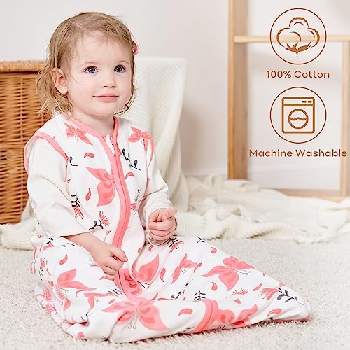 Yoofoss Baby Sleep Sack 6-12 Month 0.5TOG 100% Organic Cotton 2-Way Zipper